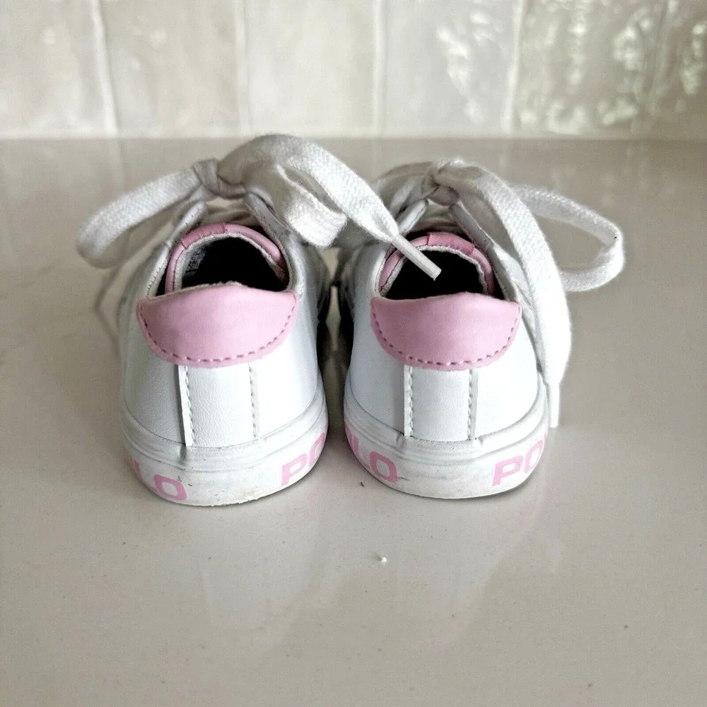 Polo Ralph Lauren Sayers Sneaker Infant Size 5 White Pink Logo Low Top Shoes